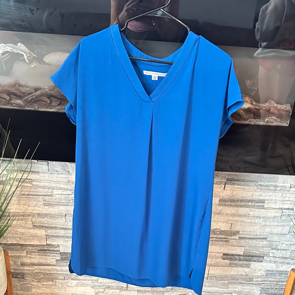 Maggy London -  V-Neck Short Sleeve Dress in Cobalt Blue